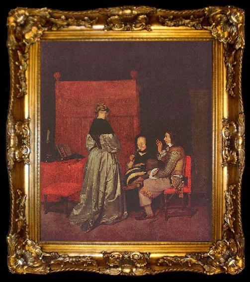 framed  Gerard ter Borch the Younger Paternal Admonition, ta009-2